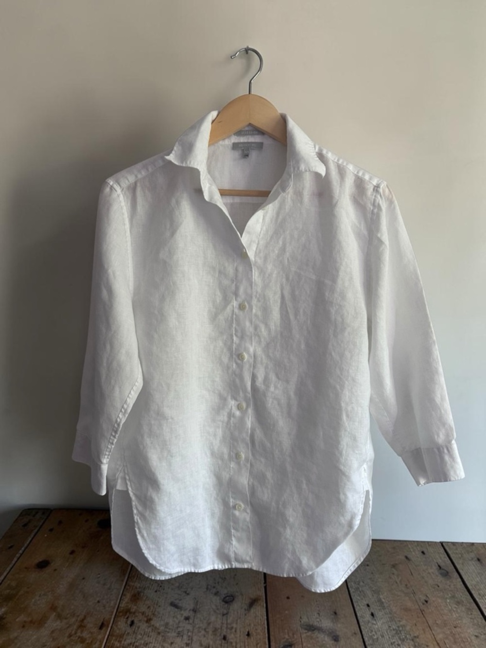 HINSON WU White Halsey Linen Button-Up Shirt | 3/4 Sleeve | Sz XS